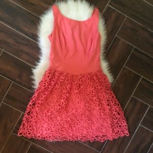 Antonio Melani Tank Dress 2 Coral Pink Linen Lace